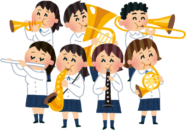 Illustration of Cheerful Students in School Band Performance