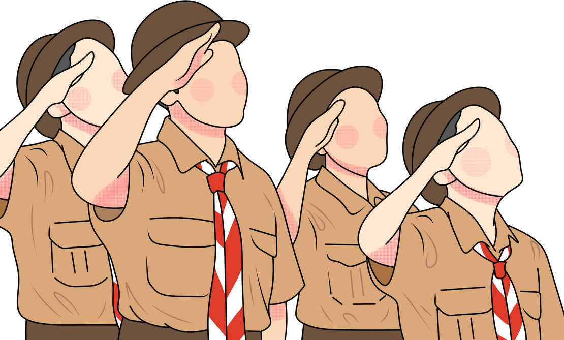 bunch of indonesian scout saluting